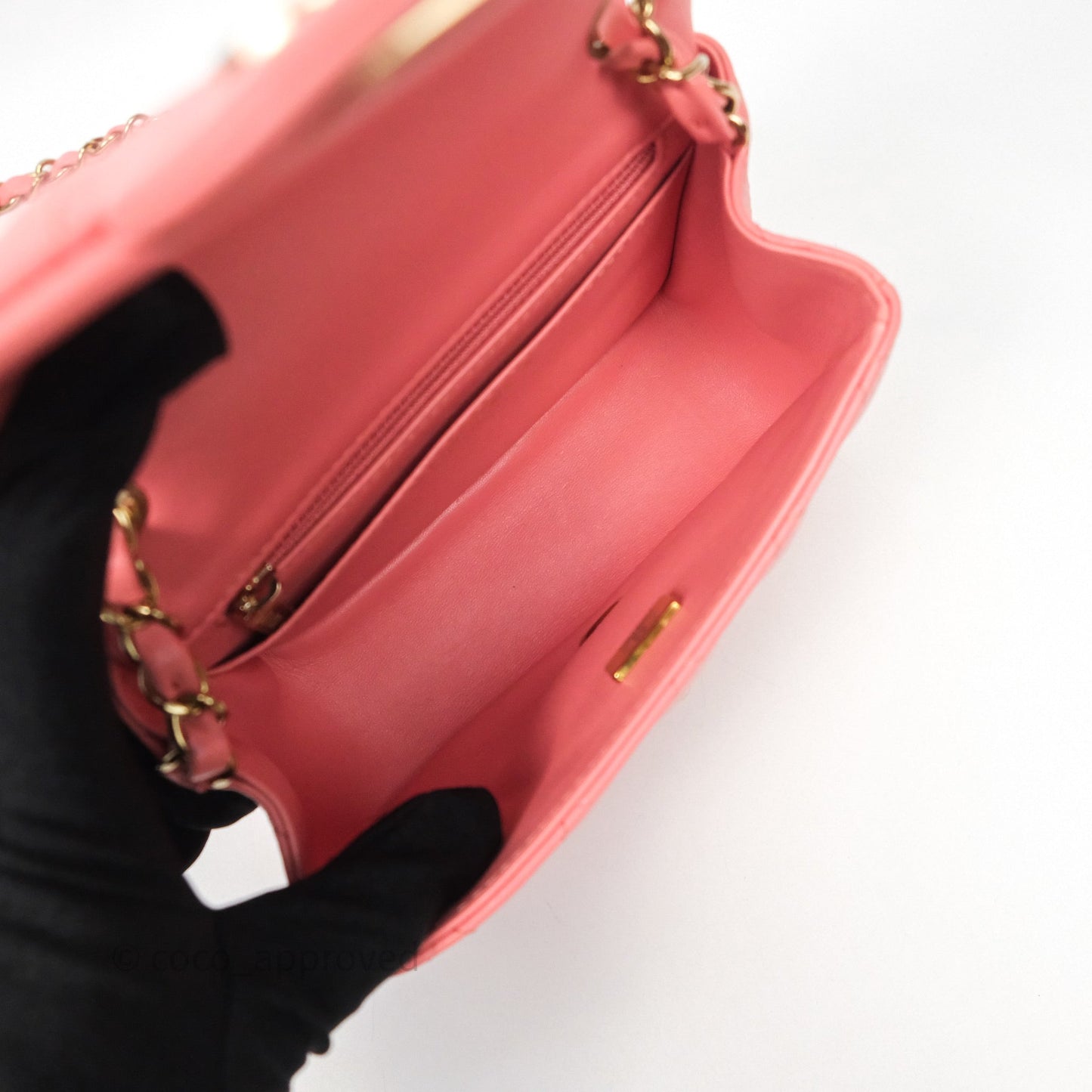 Chanel Mini Square Flap Quilted Pink Lambskin Gold Hardware