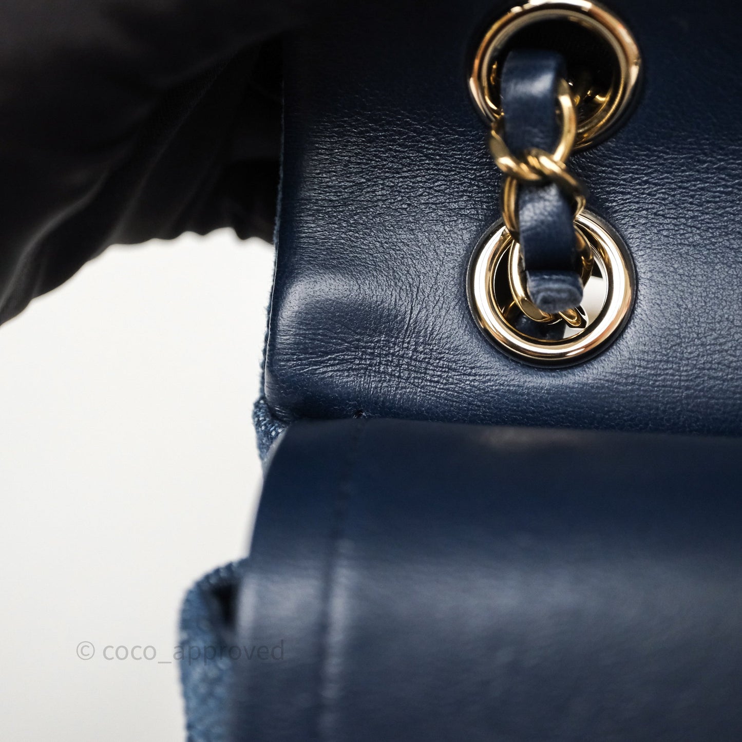 Chanel Small Classic Flap Quilted Blue Printed Denim Gold Hardware
