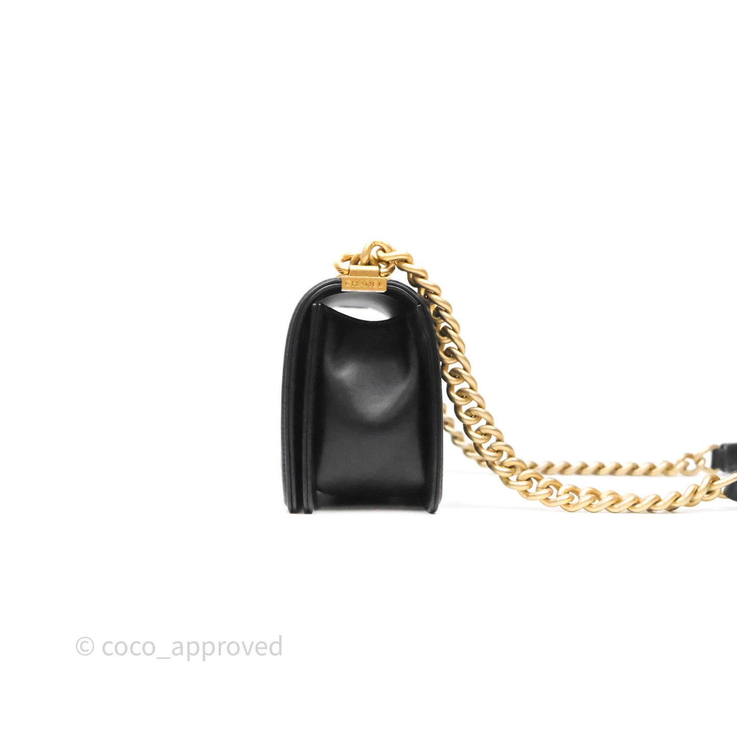 Chanel Small Boy Black Lambskin Aged Gold Hardware