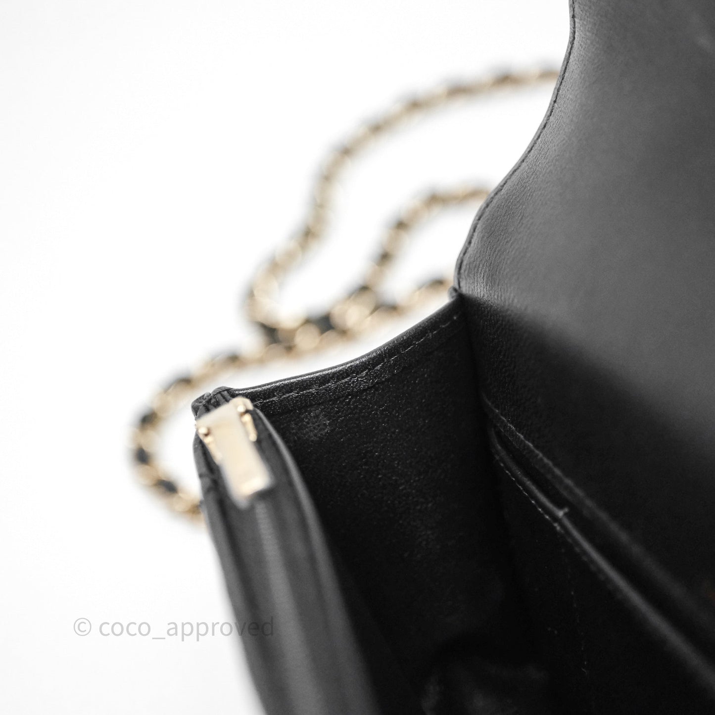 Chanel Top Handle Mini WOC Phone Holder Black Lambskin Gold Hardware