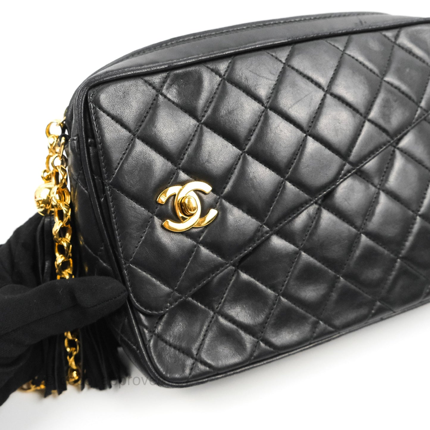 Chanel Vintage Camera Bag Black Lambskin 24K Gold Hardware