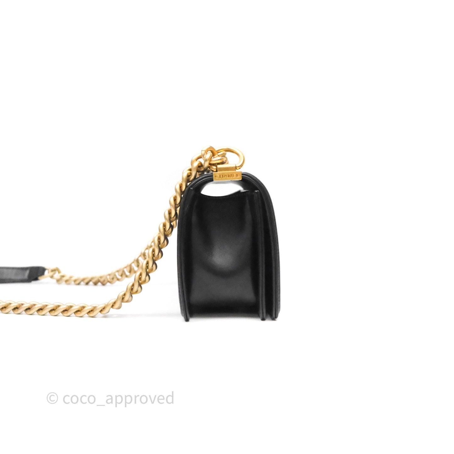 Chanel Small Boy Black Lambskin Aged Gold Hardware