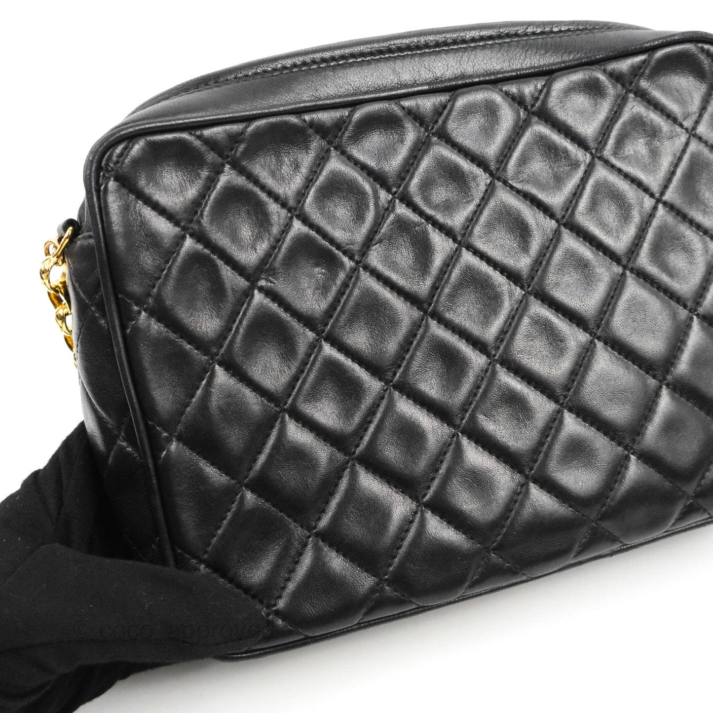 Chanel Vintage Camera Bag Black Lambskin 24K Gold Hardware