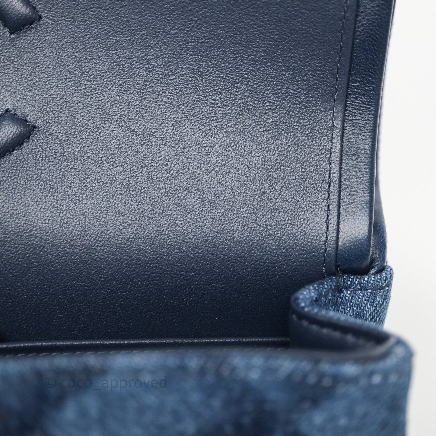 Chanel Small Classic Flap Quilted Blue Printed Denim Gold Hardware