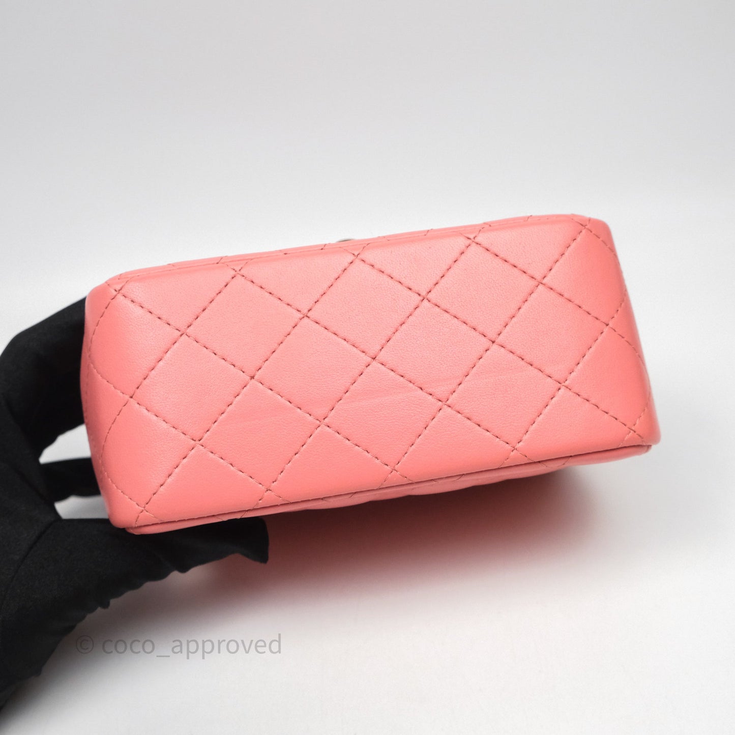 Chanel Mini Square Flap Quilted Pink Lambskin Gold Hardware