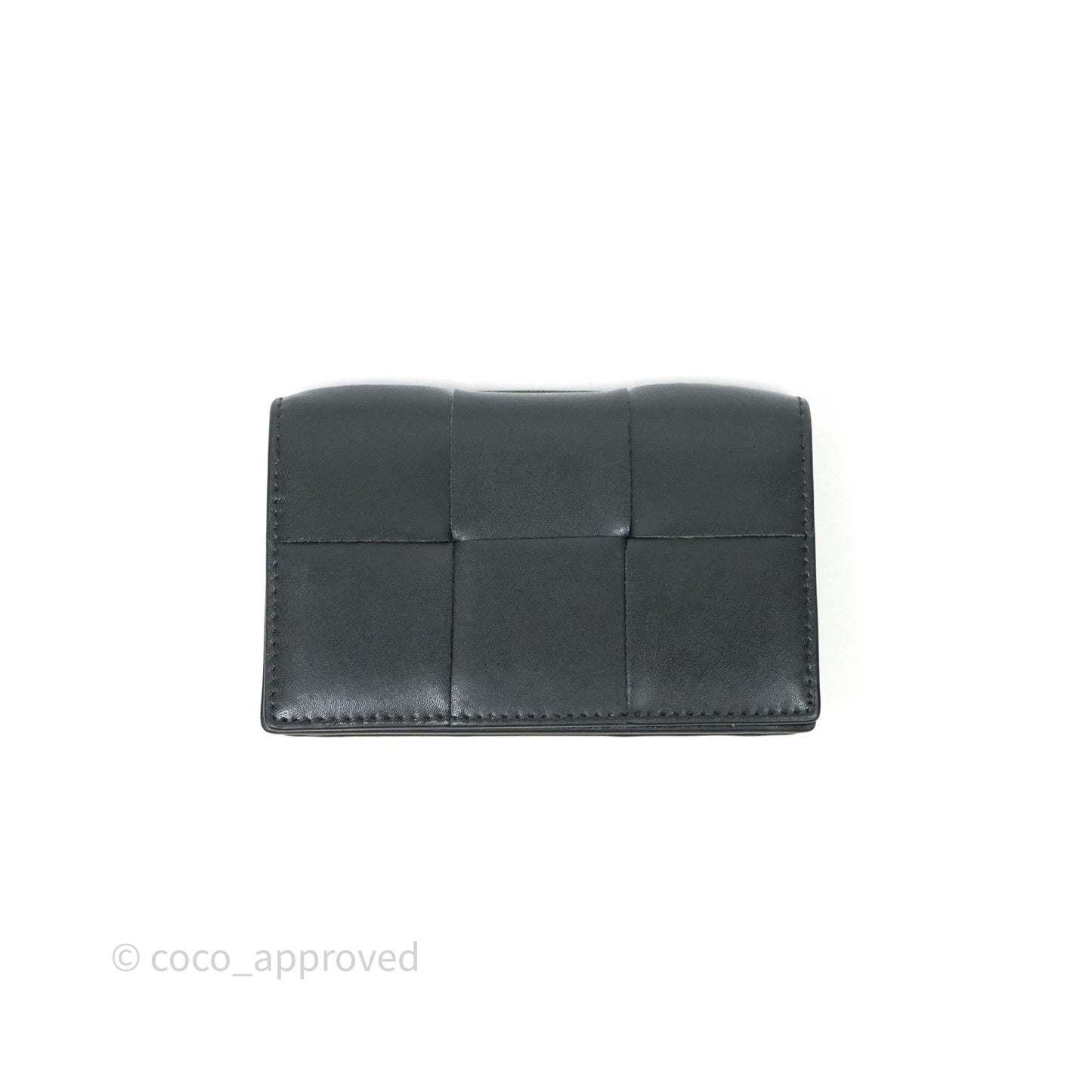 Bottega Veneta Cassette Business Dark Green Card Case Silver Hardware