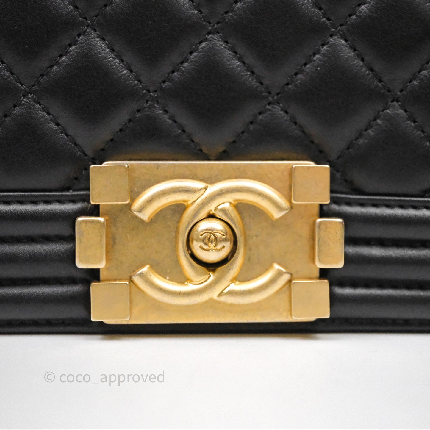 Chanel Small Boy Black Lambskin Aged Gold Hardware