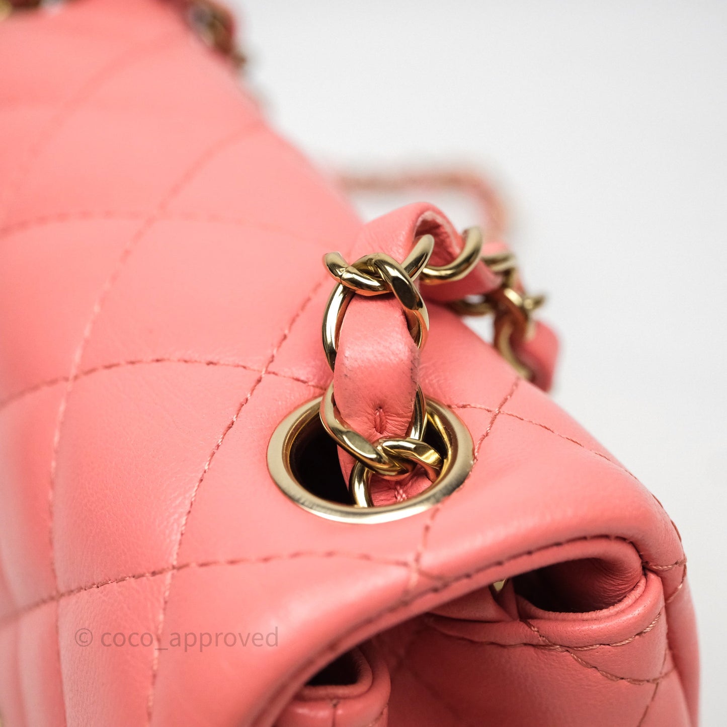 Chanel Mini Square Flap Quilted Pink Lambskin Gold Hardware