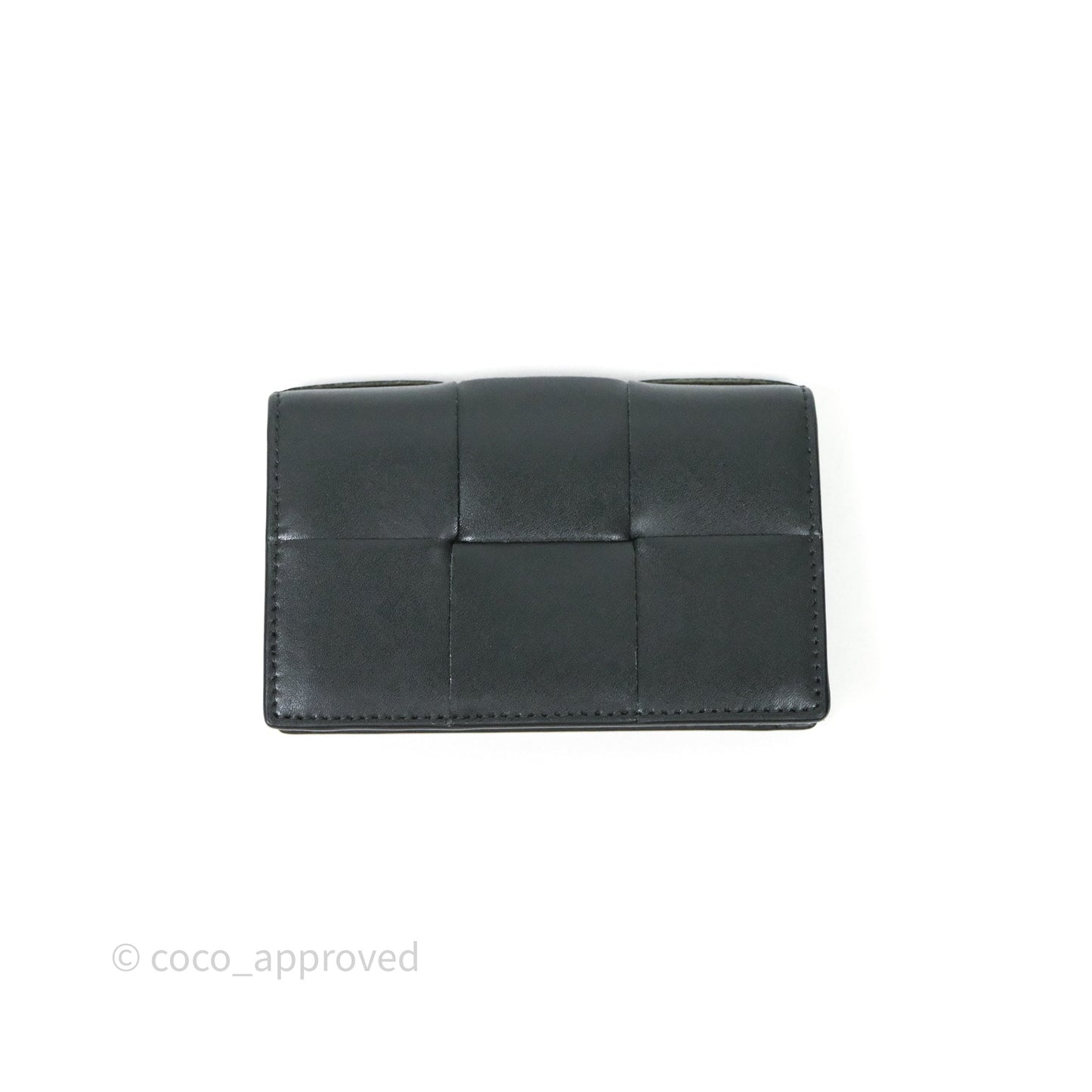Bottega Veneta Cassette Business Dark Green Card Case Silver Hardware