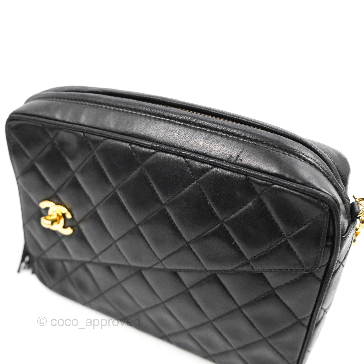 Chanel Vintage Camera Bag Black Lambskin 24K Gold Hardware