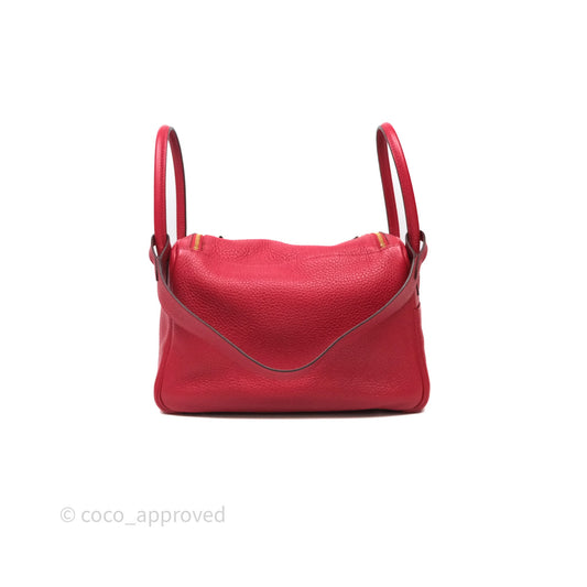 Hermes Lindy 26 Rouge Casaque Q5 Clemence Gold Hardware