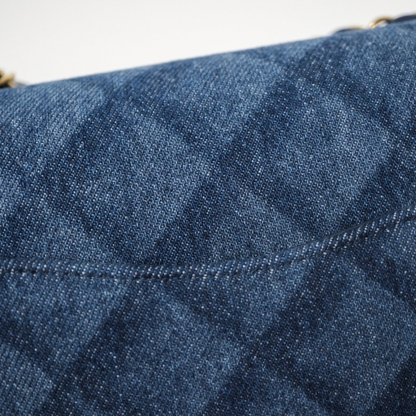 Chanel Small Classic Flap Quilted Blue Printed Denim Gold Hardware
