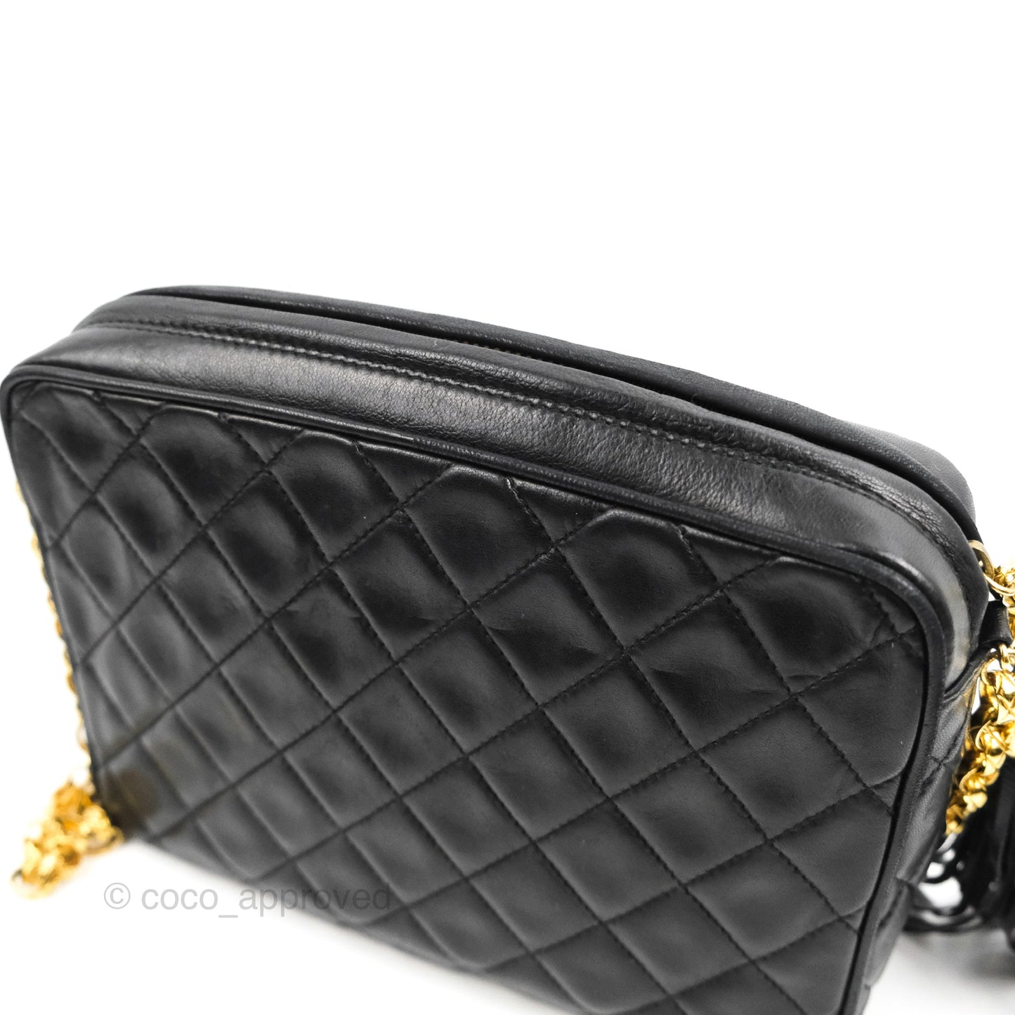 Chanel Vintage Camera Bag Black Lambskin 24K Gold Hardware
