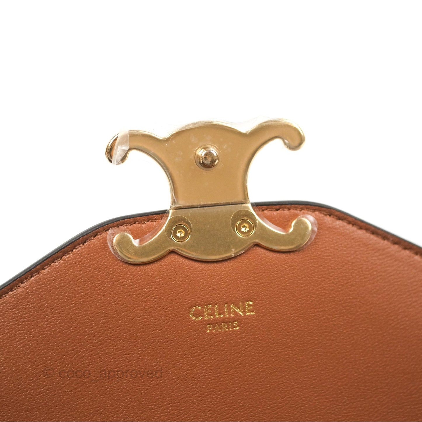 Celine Enveloppe Triomphe Bag Triomphe Canvas Tan Calfskin