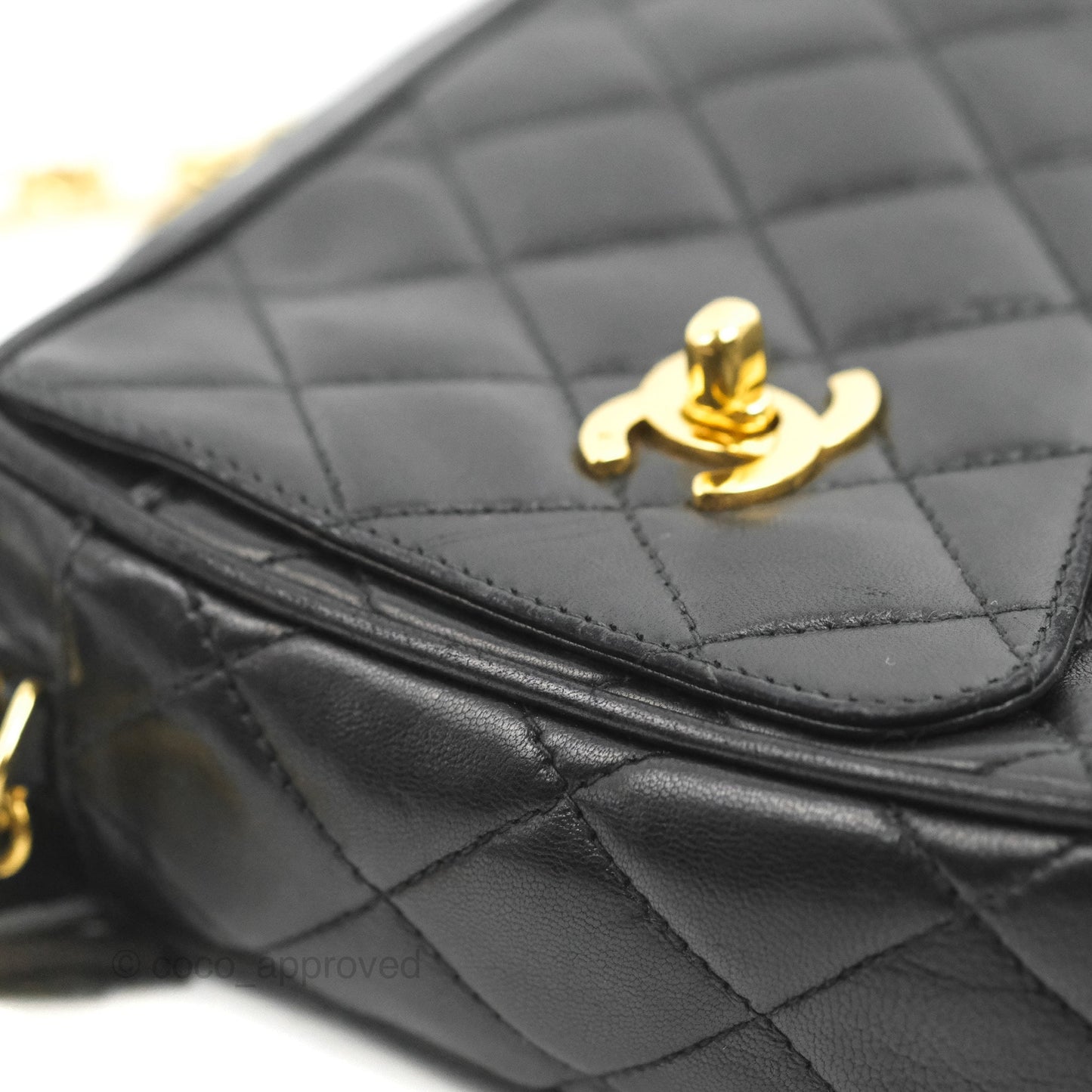 Chanel Vintage Camera Bag Black Lambskin 24K Gold Hardware
