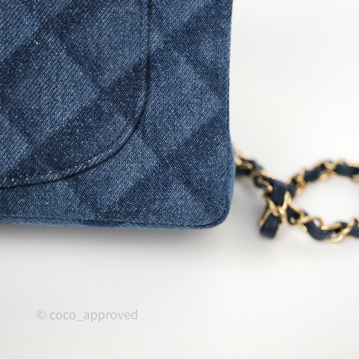 Chanel Small Classic Flap Quilted Blue Printed Denim Gold Hardware