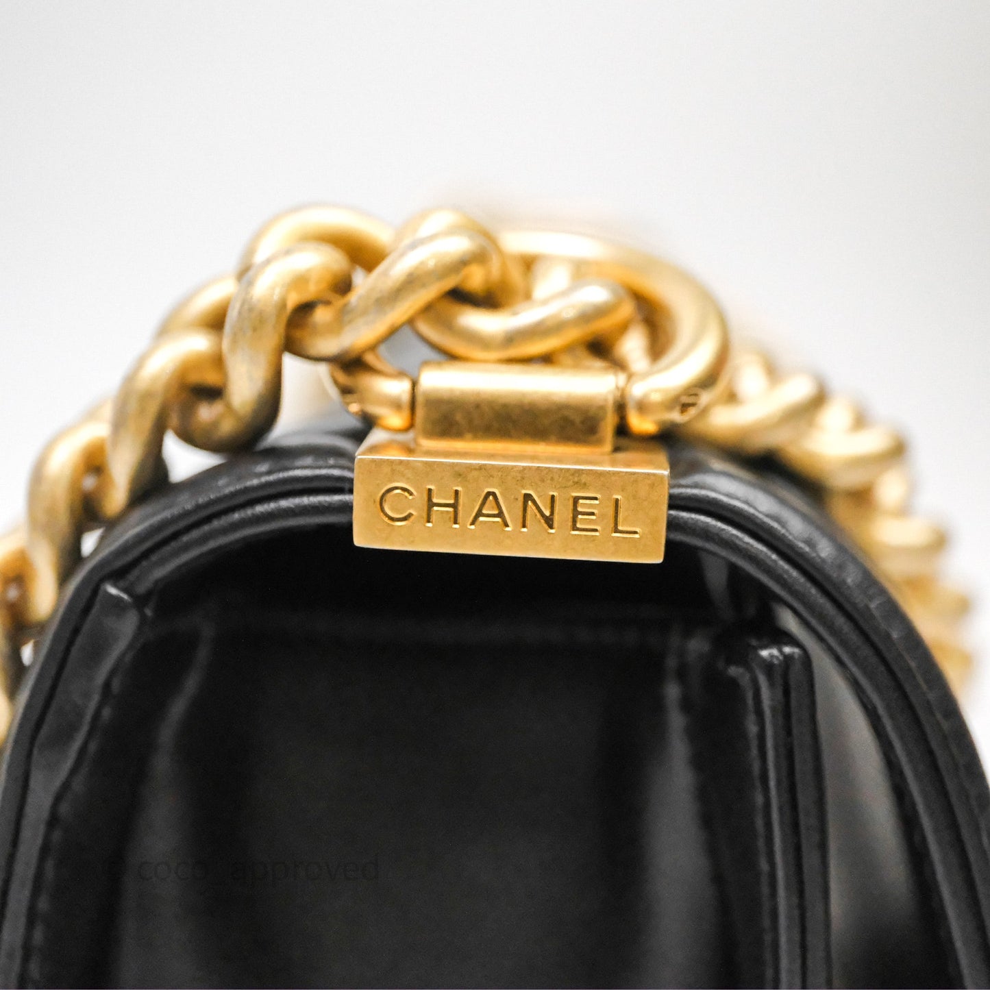 Chanel Small Boy Black Lambskin Aged Gold Hardware