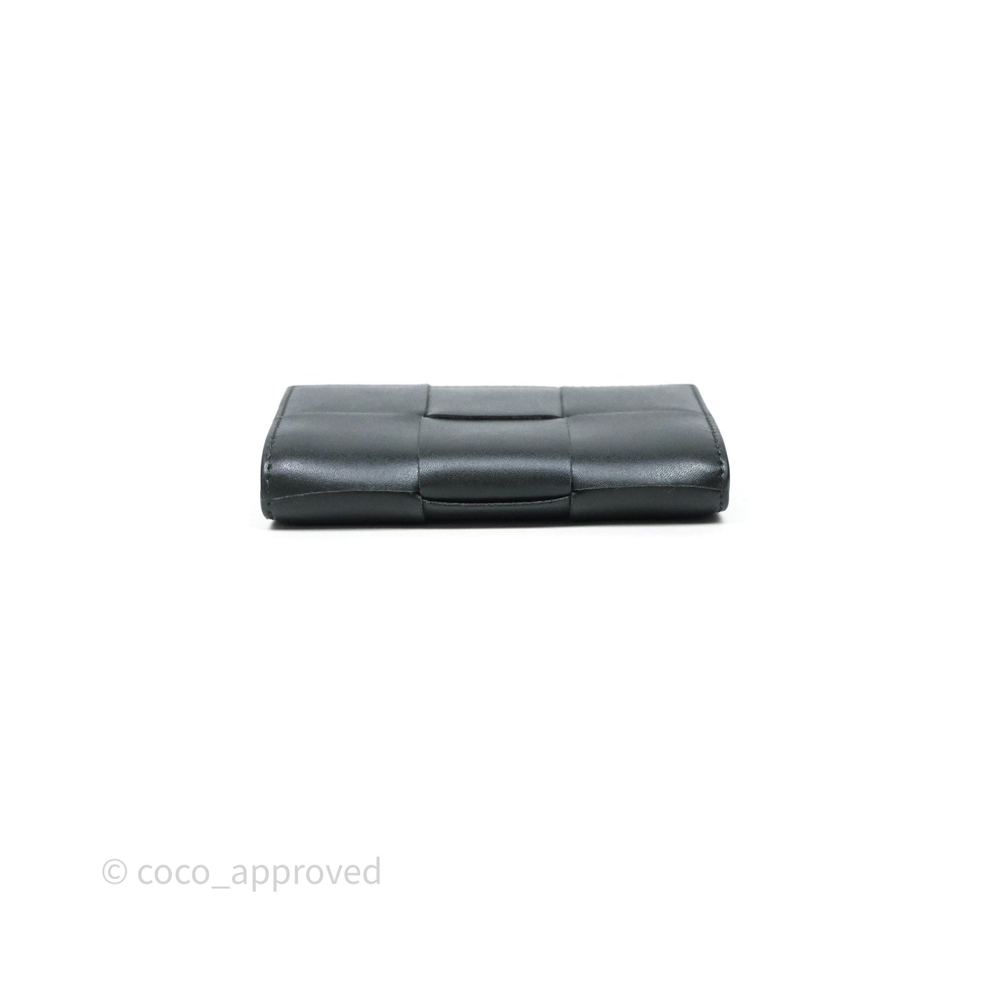 Bottega Veneta Cassette Business Dark Green Card Case Silver Hardware