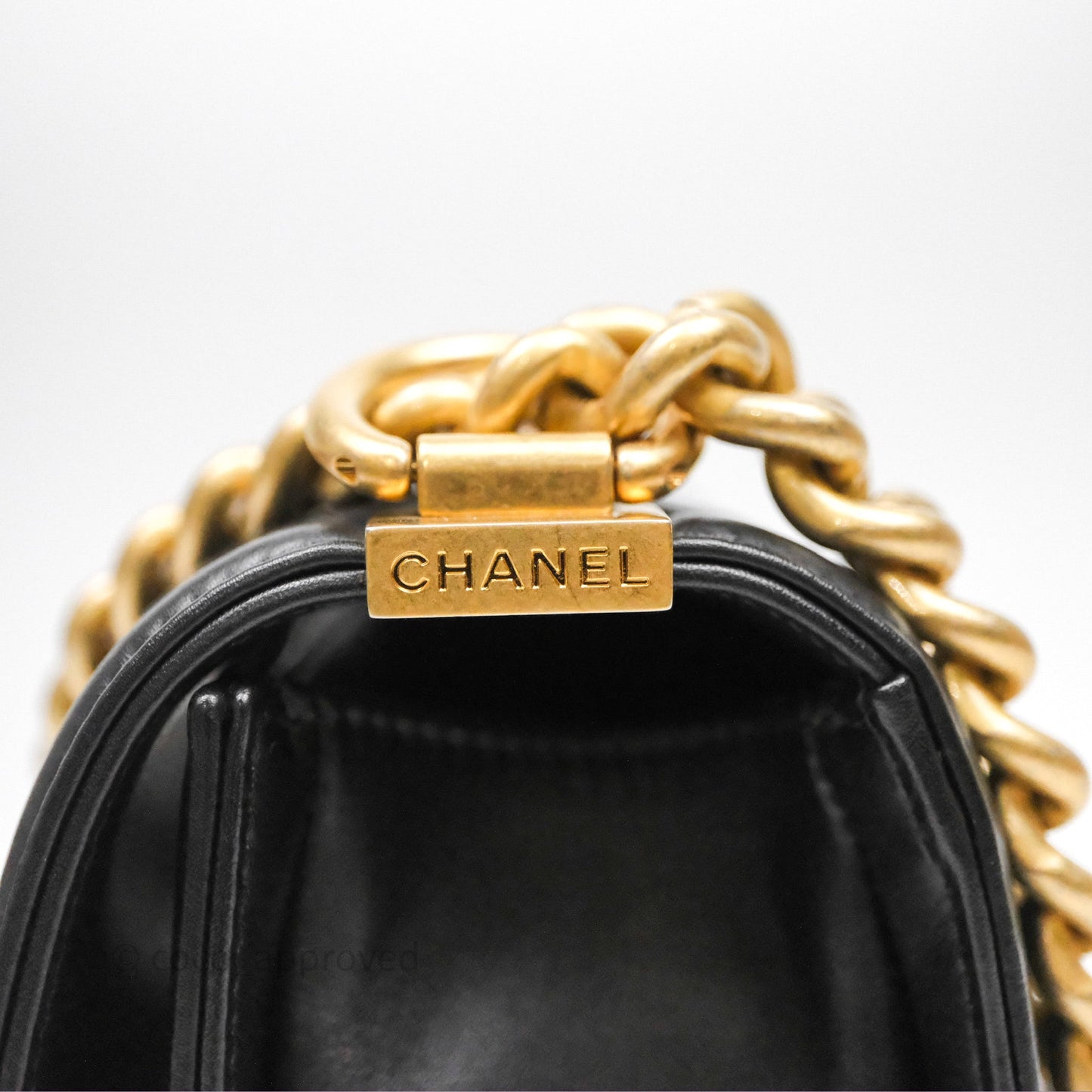 Chanel Small Boy Black Lambskin Aged Gold Hardware