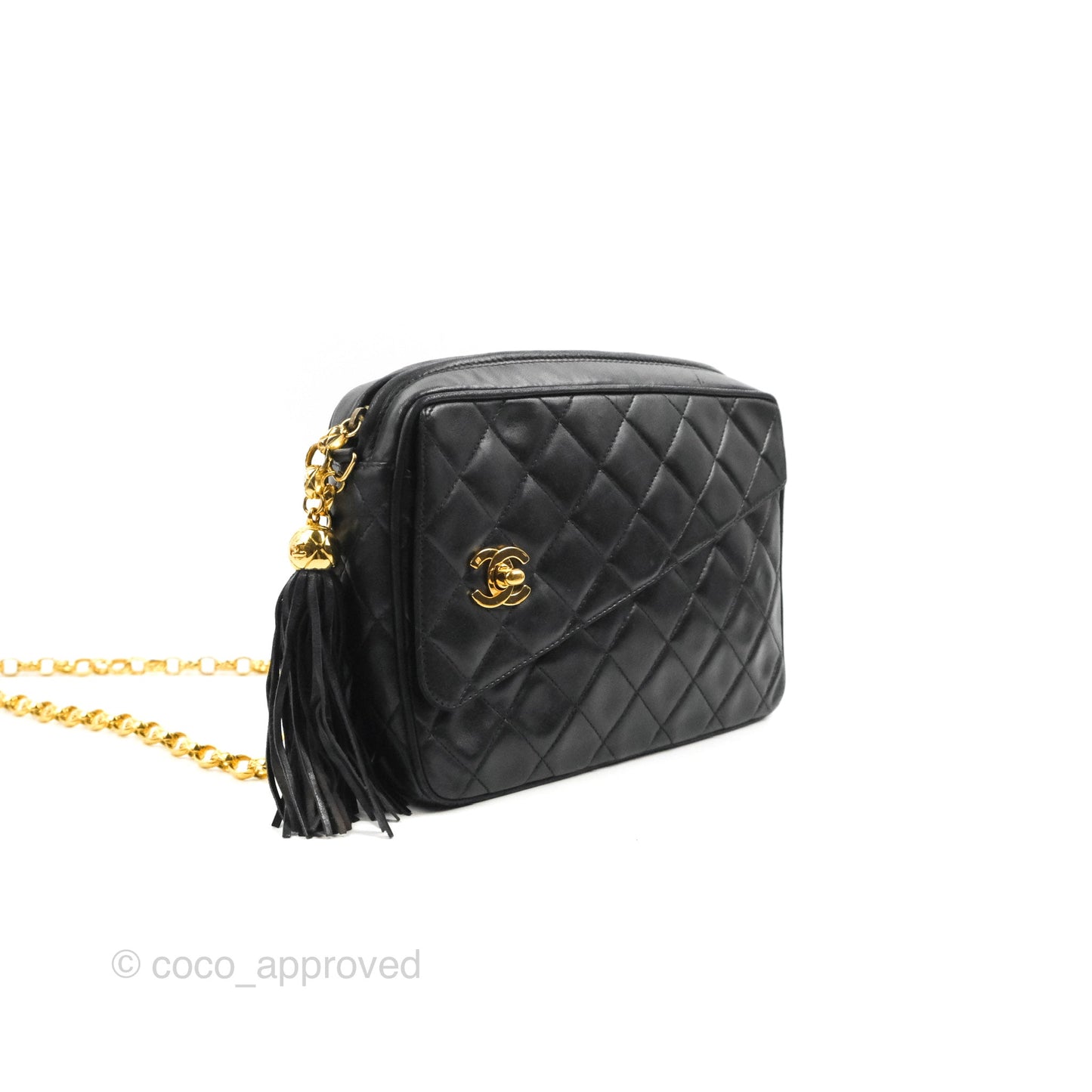 Chanel Vintage Camera Bag Black Lambskin 24K Gold Hardware