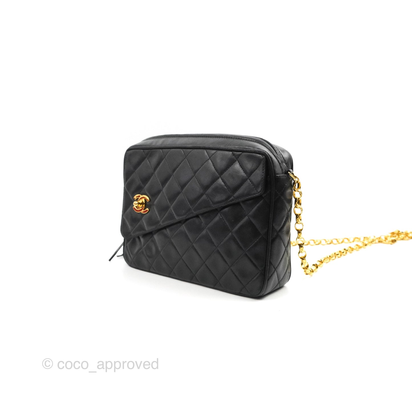 Chanel Vintage Camera Bag Black Lambskin 24K Gold Hardware