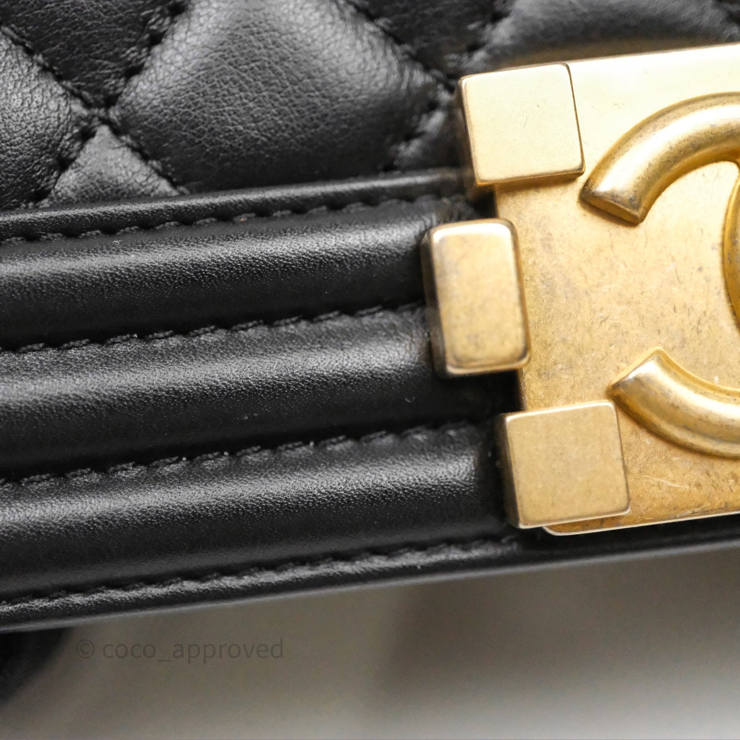 Chanel Small Boy Black Lambskin Aged Gold Hardware