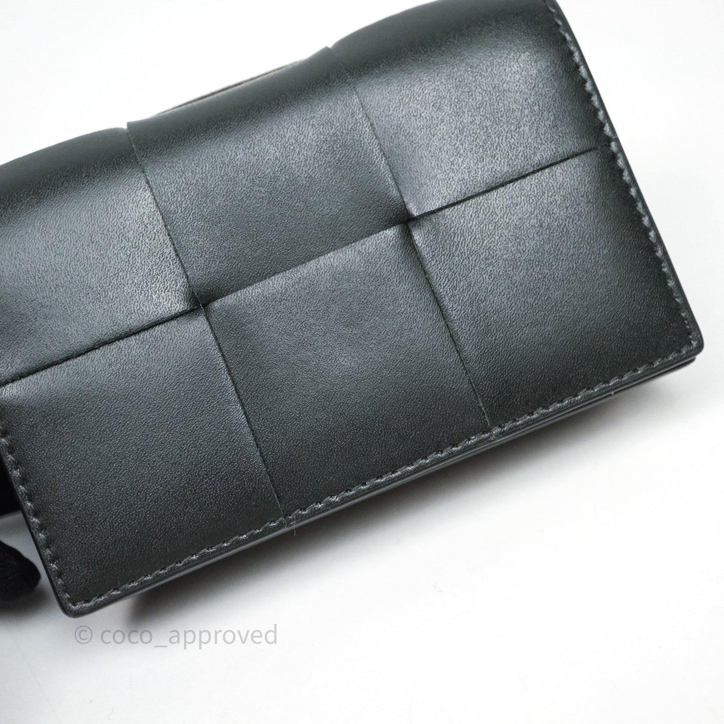 Bottega Veneta Cassette Business Dark Green Card Case Silver Hardware
