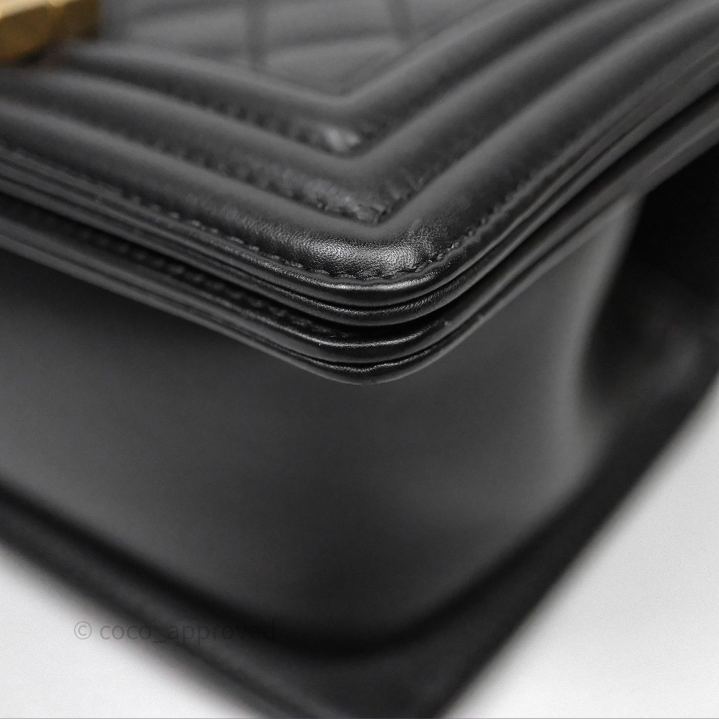 Chanel Small Boy Black Lambskin Aged Gold Hardware