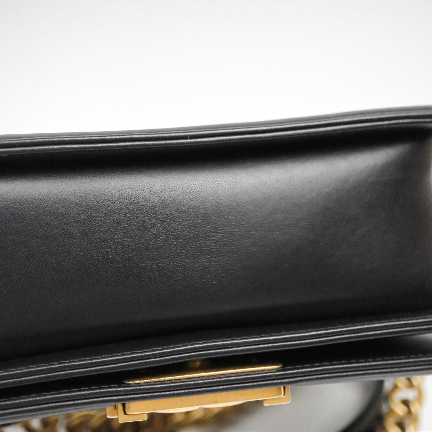 Chanel Small Boy Black Lambskin Aged Gold Hardware