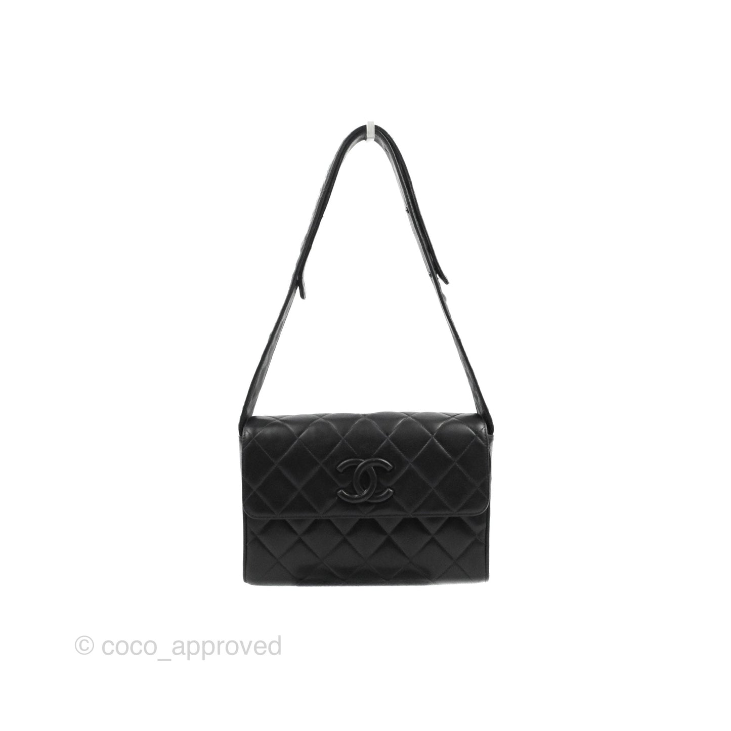 Chanel Vintage CC Quilted Shoulder Bag So Black Lambskin