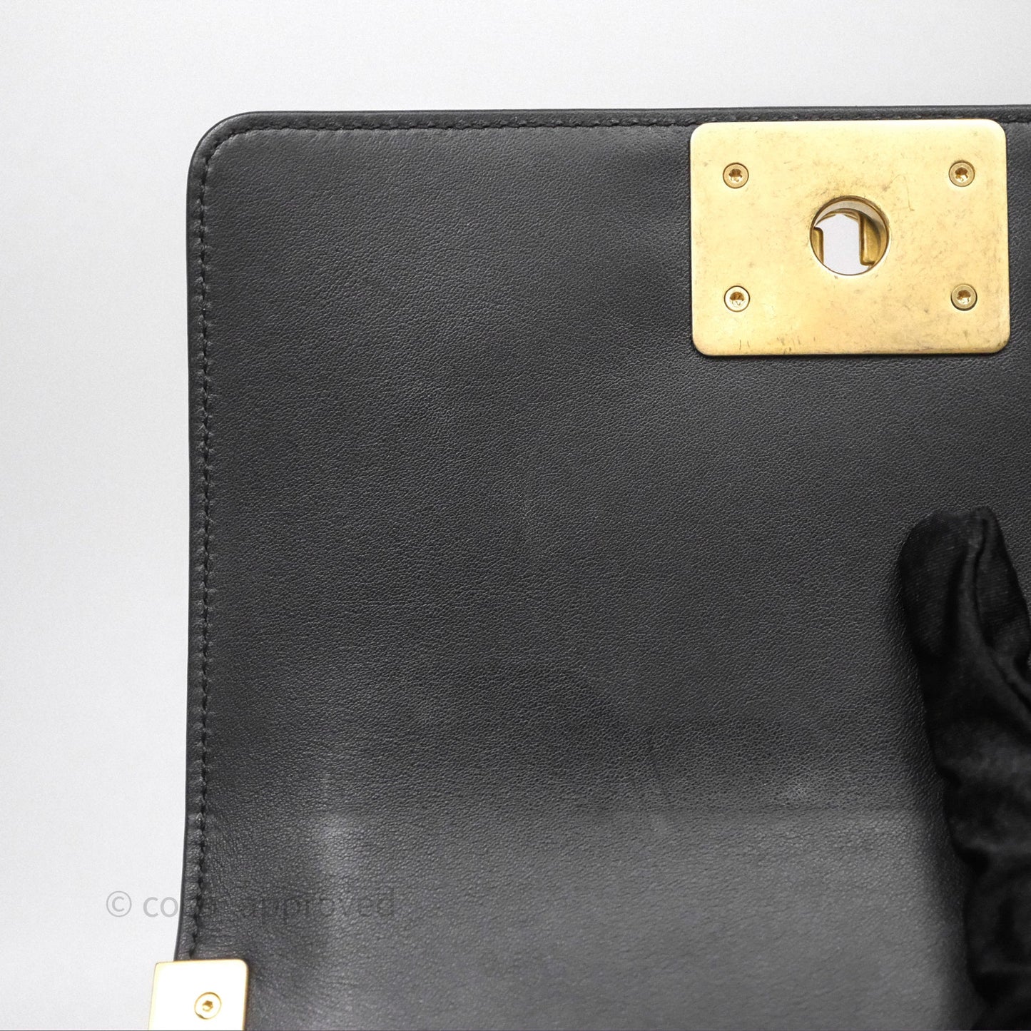 Chanel Small Boy Black Lambskin Aged Gold Hardware