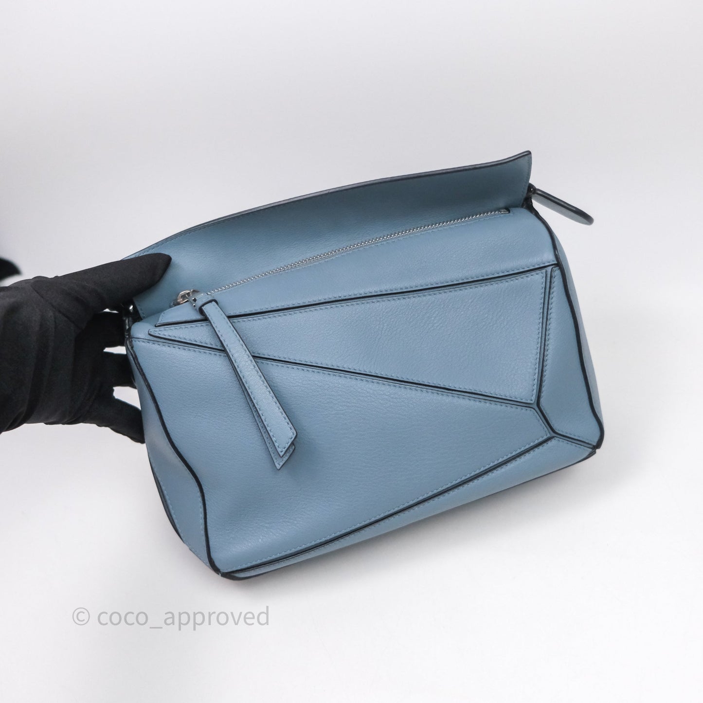 Loewe Small Puzzle Bag Stone Blue Calfskin