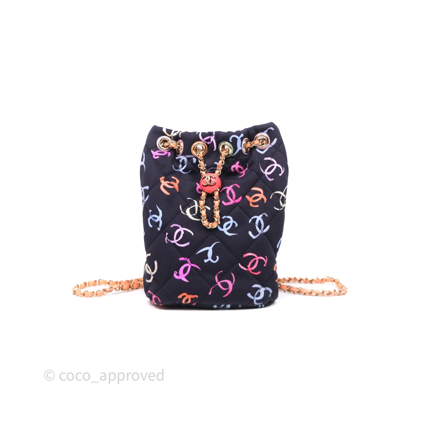 Chanel Small Drawstring Backpack Multicolored CC Printed Fabric 24S