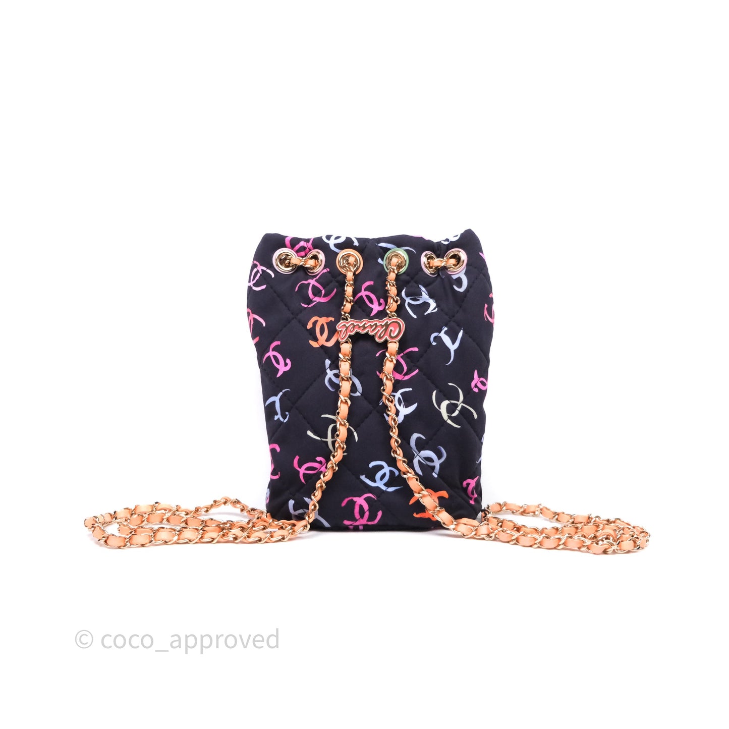 Chanel Small Drawstring Backpack Multicolored CC Printed Fabric 24S