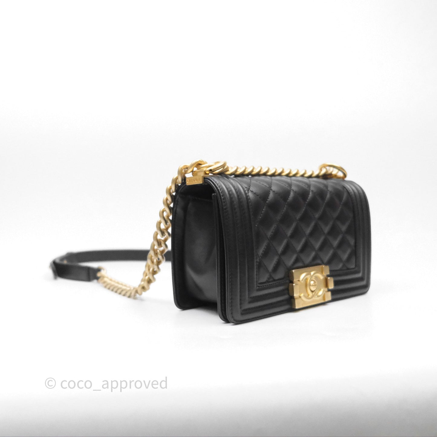 Chanel Small Boy Black Lambskin Aged Gold Hardware