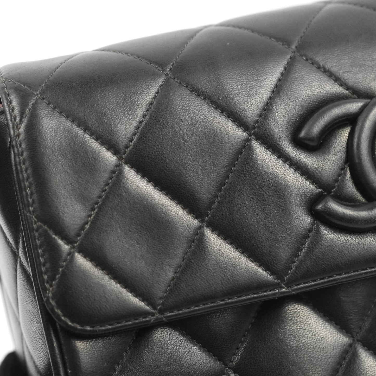 Chanel Vintage CC Quilted Shoulder Bag So Black Lambskin