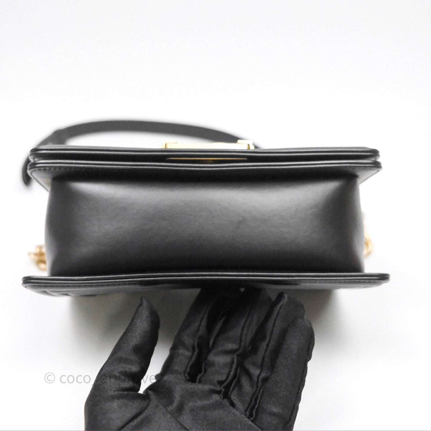 Chanel Small Boy Black Lambskin Aged Gold Hardware