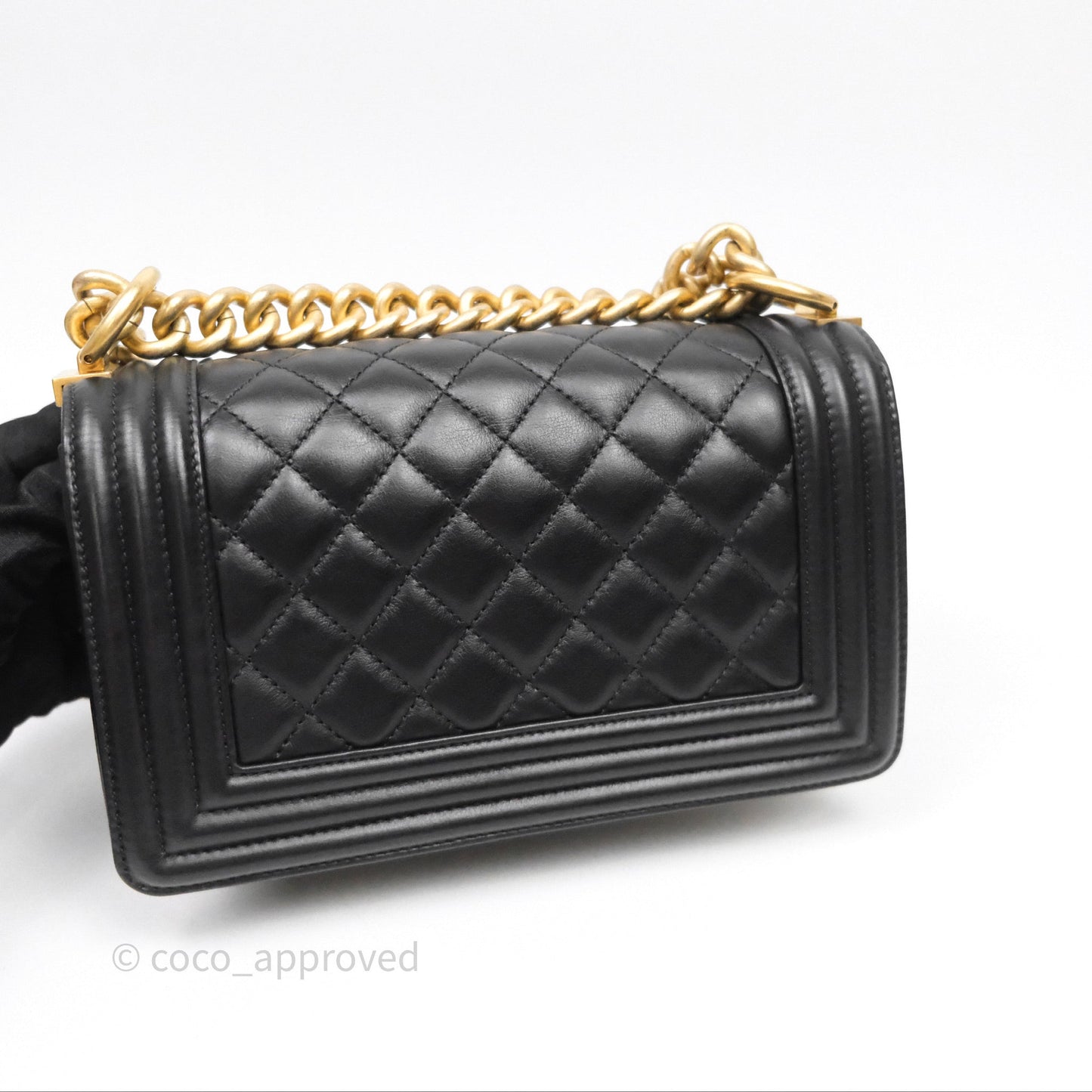Chanel Small Boy Black Lambskin Aged Gold Hardware