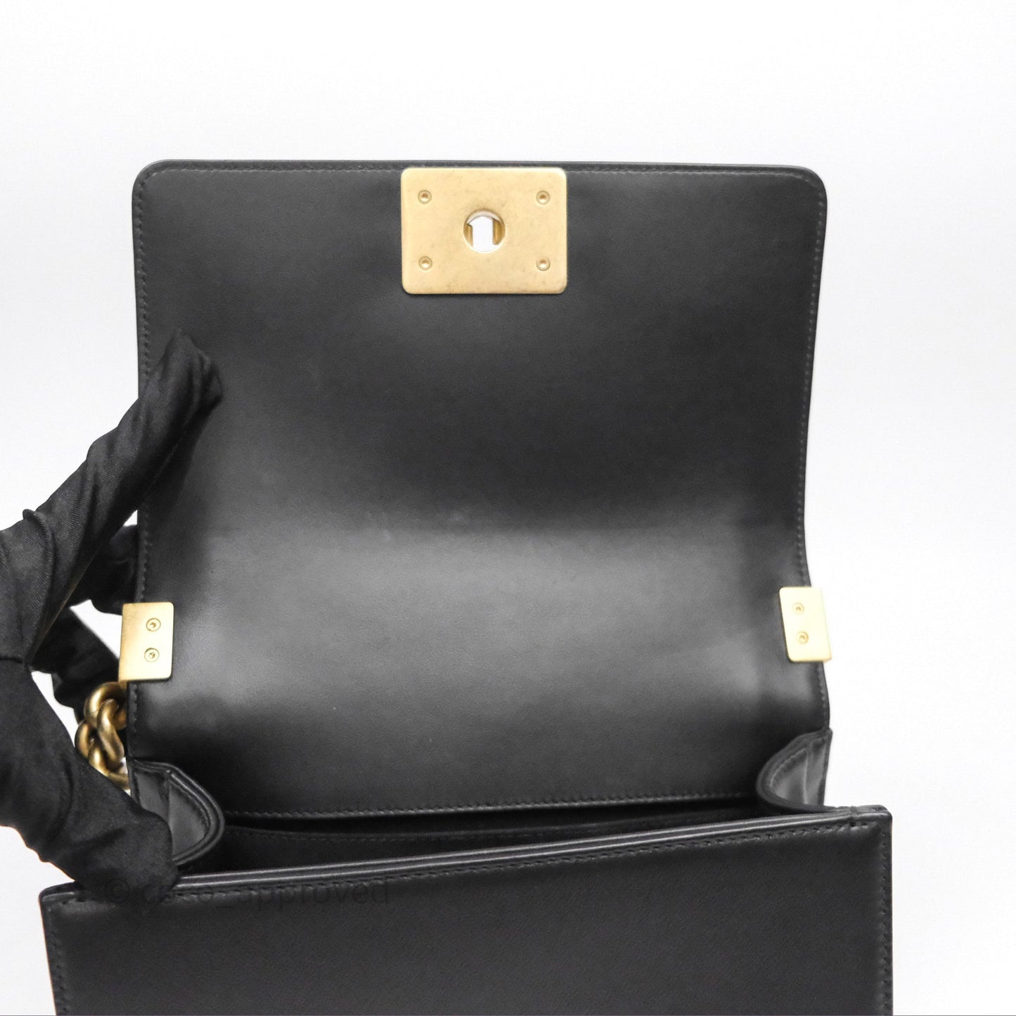 Chanel Small Boy Black Lambskin Aged Gold Hardware
