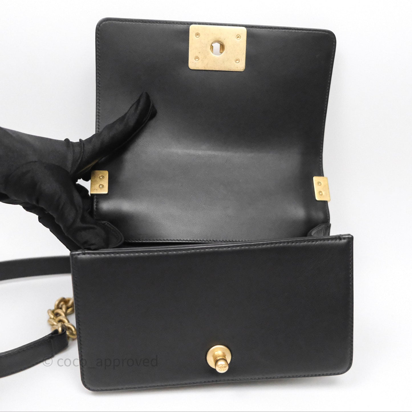 Chanel Small Boy Black Lambskin Aged Gold Hardware