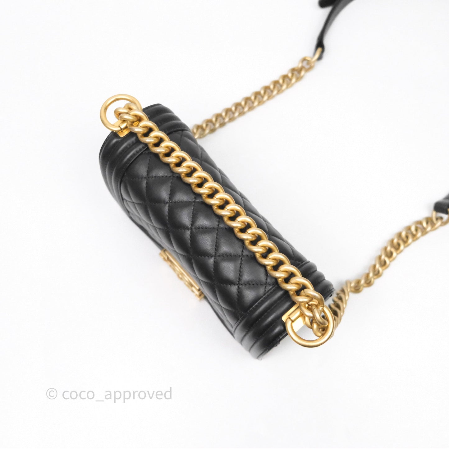 Chanel Small Boy Black Lambskin Aged Gold Hardware