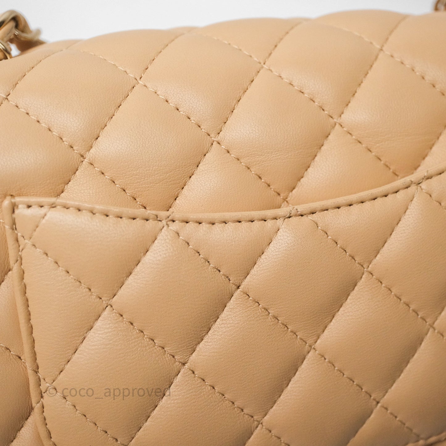 Chanel Mini Rectangular Quilted Beige Lambskin Gold Hardware