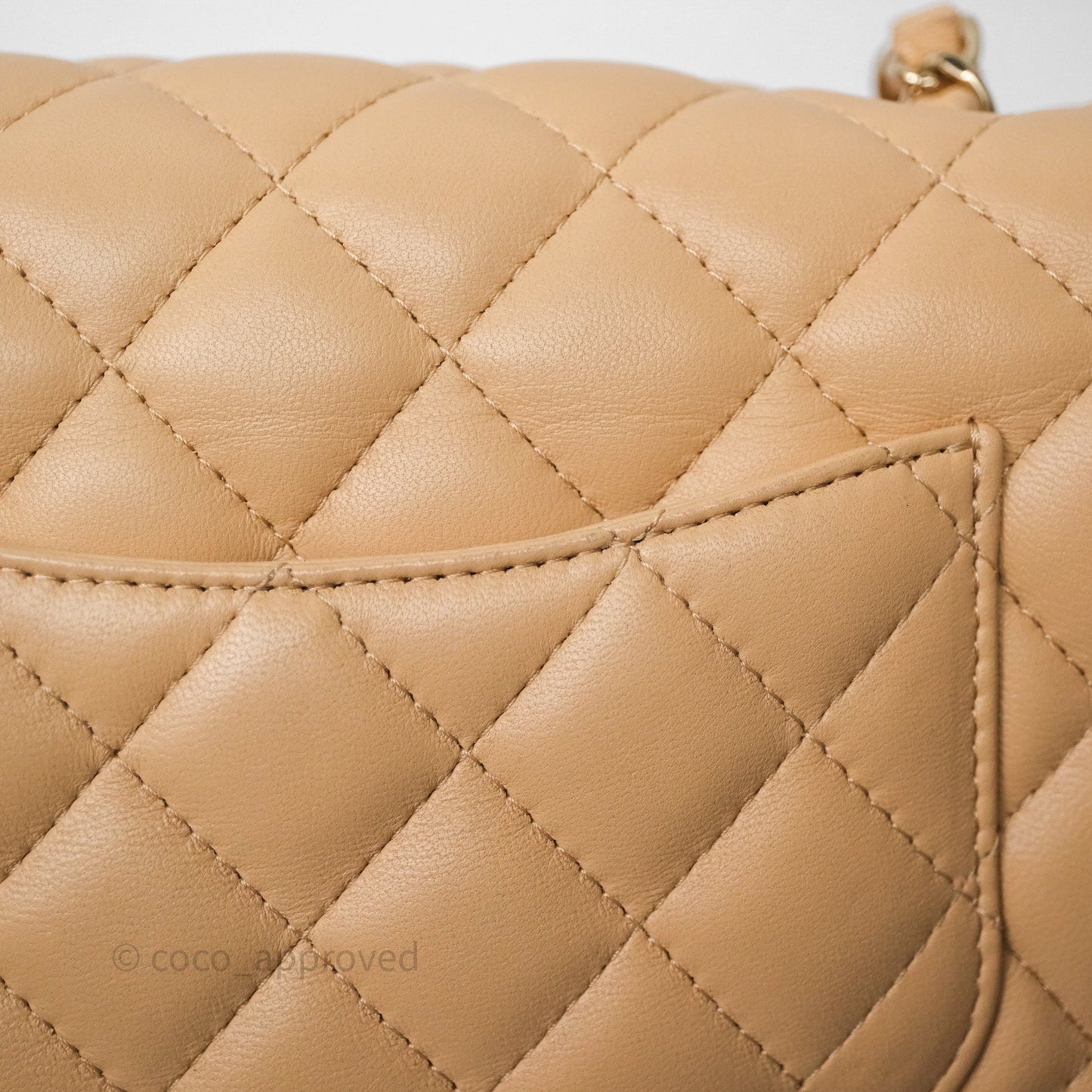 Chanel Mini Rectangular Quilted Beige Lambskin Gold Hardware