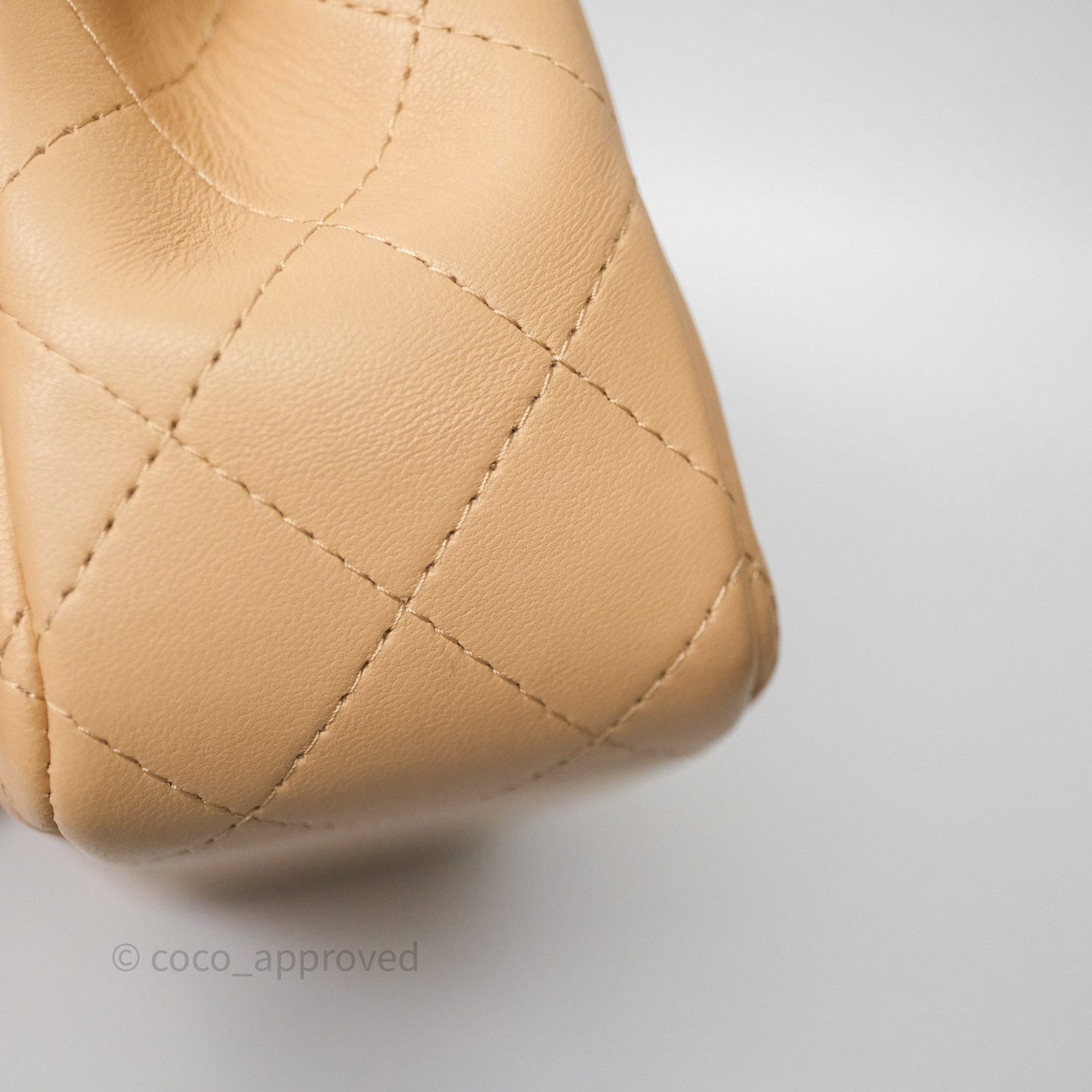 Chanel Mini Rectangular Quilted Beige Lambskin Gold Hardware