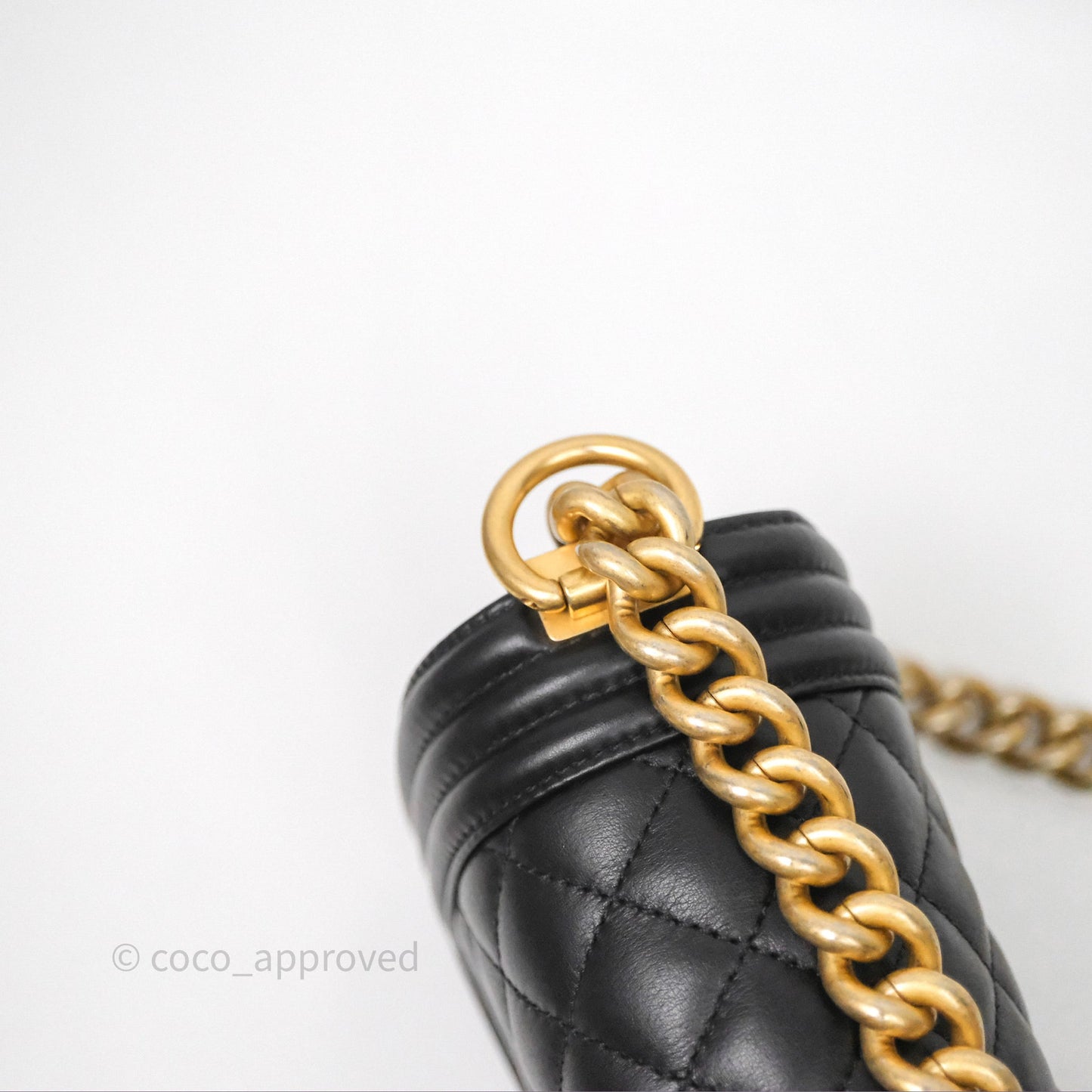 Chanel Small Boy Black Lambskin Aged Gold Hardware