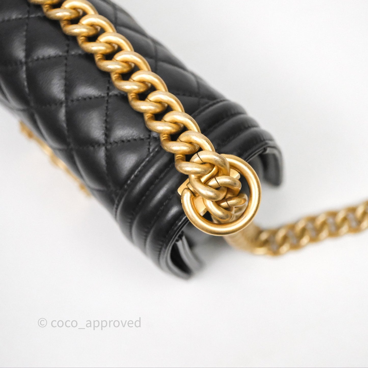 Chanel Small Boy Black Lambskin Aged Gold Hardware