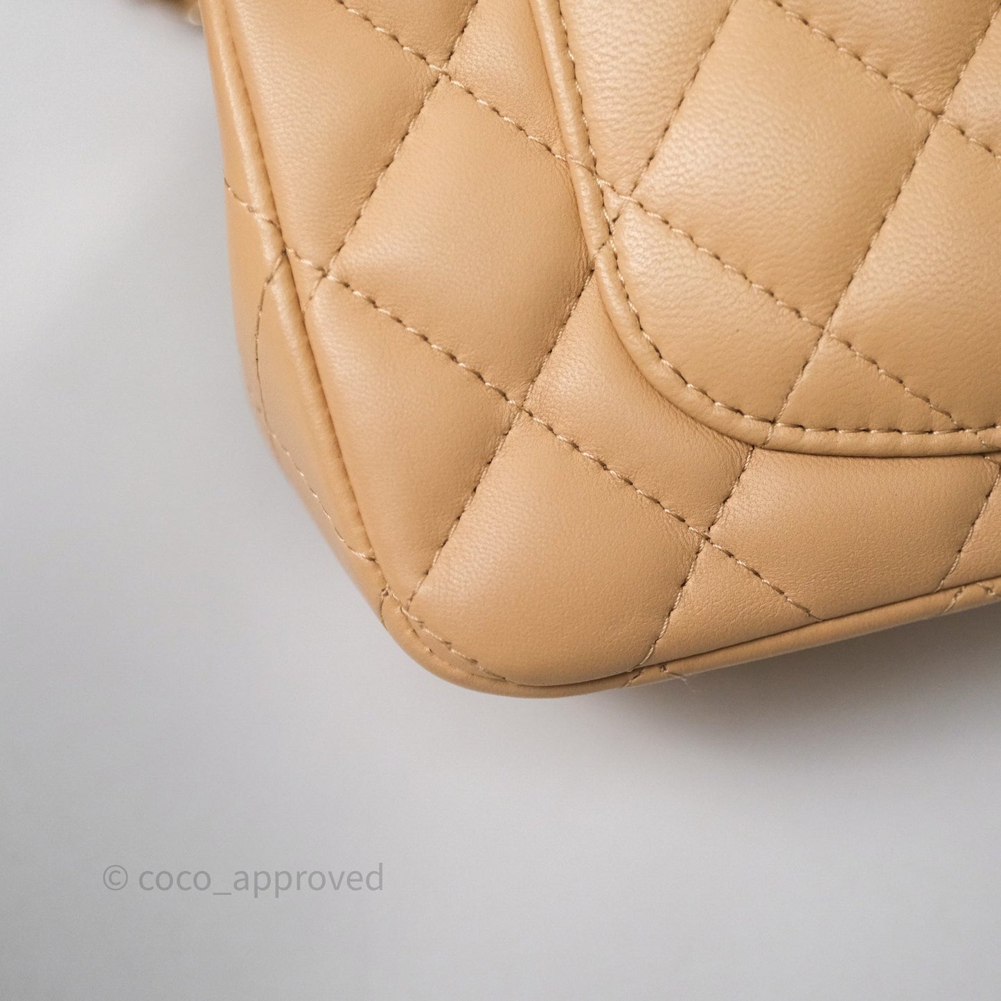 Chanel Mini Rectangular Quilted Beige Lambskin Gold Hardware