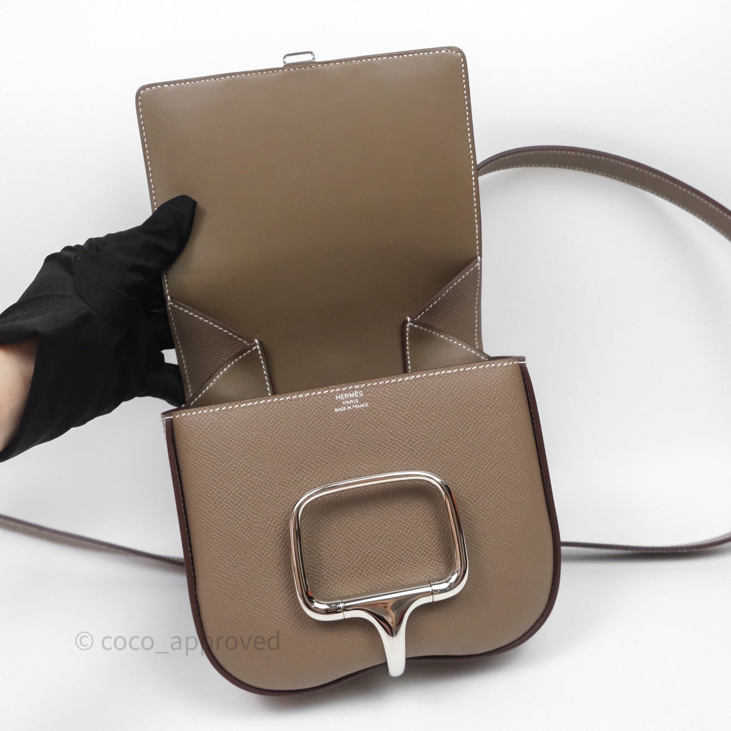 Hermès Della Cavalleria Mini Bag Etoupe 18 Epsom Palladium Hardware