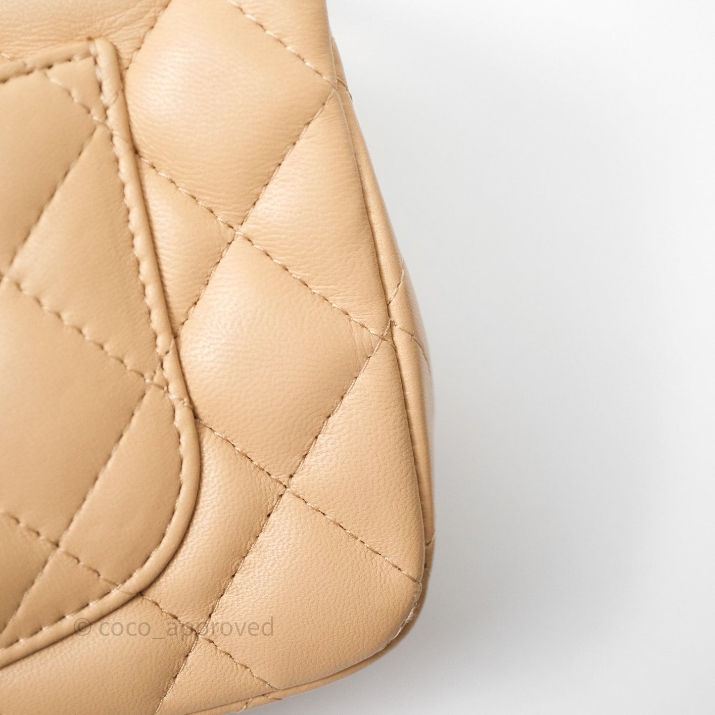 Chanel Mini Rectangular Quilted Beige Lambskin Gold Hardware