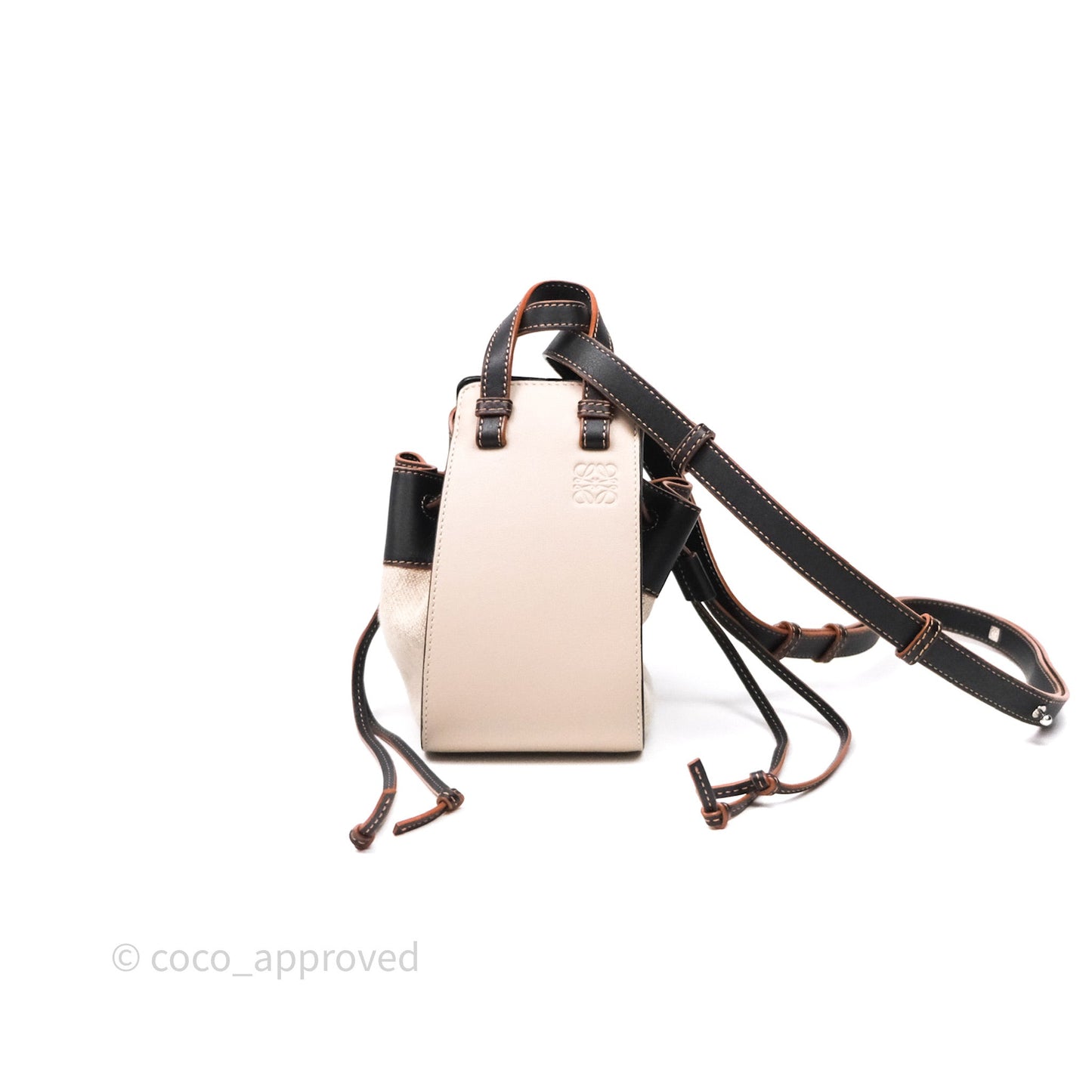 Loewe Mini Hammock Drawstring Beige/ Black Calfskin